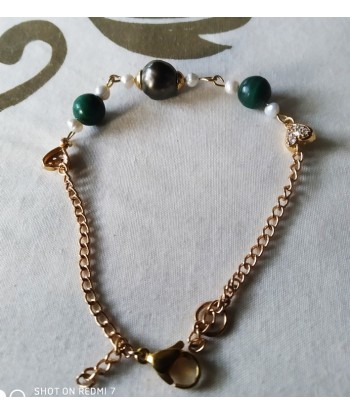 Bracelet en plaqué or et perles de tahiti