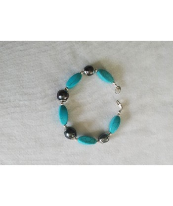 bracelet avec perles de Tahiti et turquoises