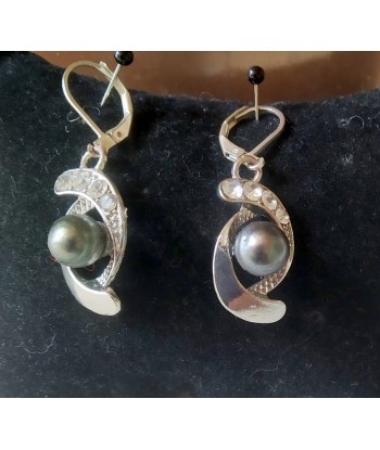 Boucles d'oreilles en argent avec perles de tahiti