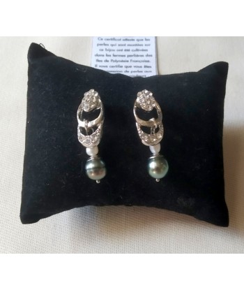 Boucles d'oreilles en argent avec perles de tahiti