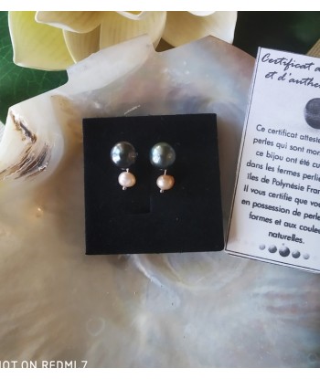 clous en argent avec perles de Tahiti et petites perles de culture
