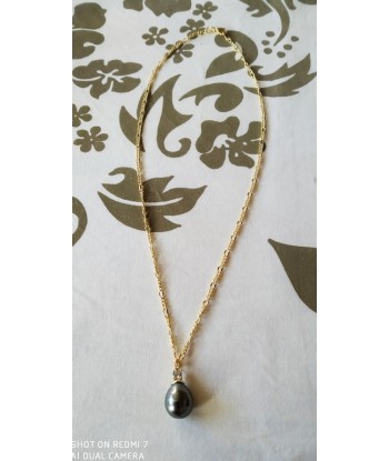 collier plaqué/or avec perle de Tahiti