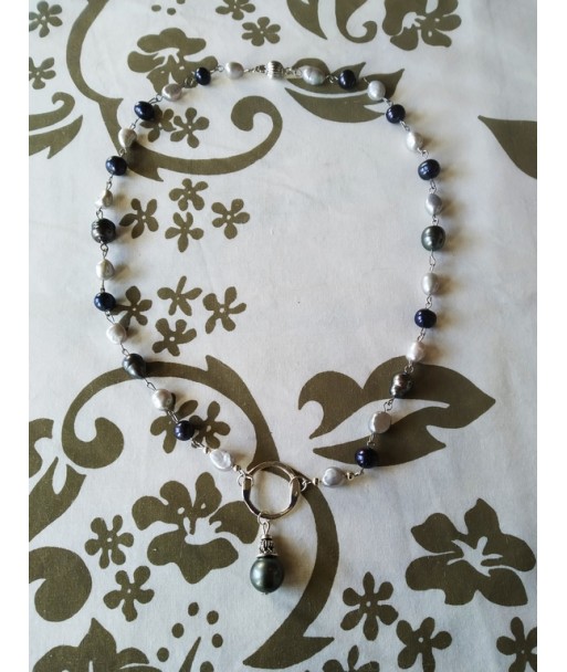 Collier en argent avec perles de tahiti et perles de culture
