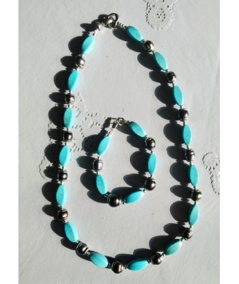 collier avec rien que des perles de Tahiti et des turquoises, bracelet assorti peuvent être vendus séparément
