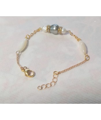 Bracelet plaqué/or et perle de tahiti